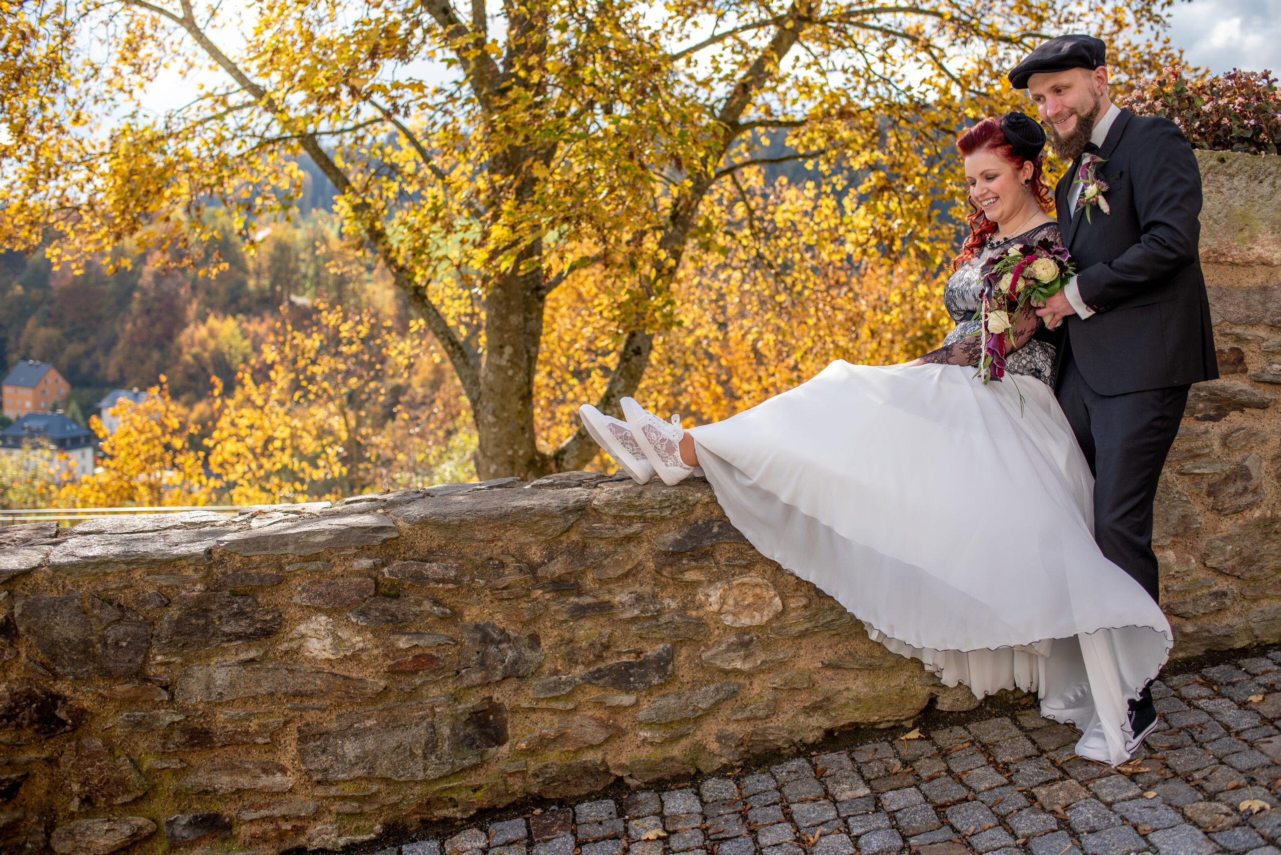 Hochzeit Burg Scharfenstein Fotoshooting Brautpaar
