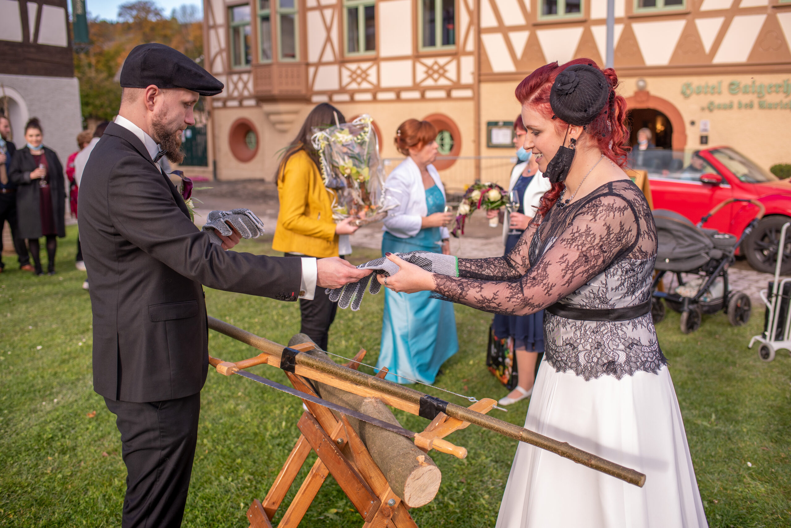 Hochzeit Olbernhau Saigerhütte Baumstammsägen
