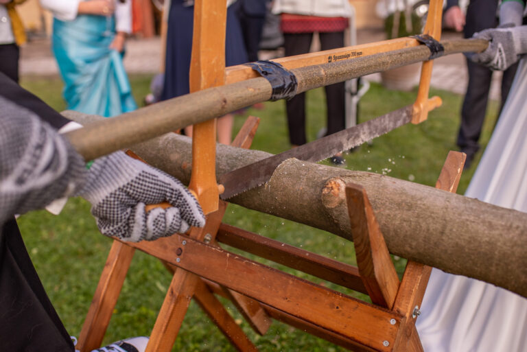 Hochzeit Olbernhau Saigerhütte Baumstammsägen