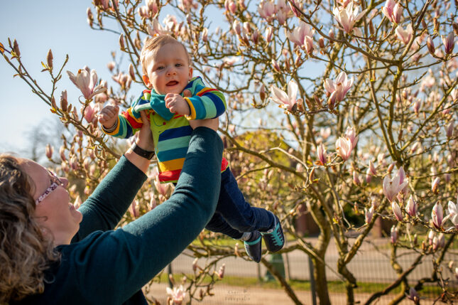 Familienshooting Nethen Magnolie Mutter Kind
